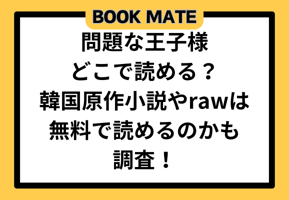 問題な王子様どこで読める？韓国原作小説やrawは無料で読めるのかも調査！